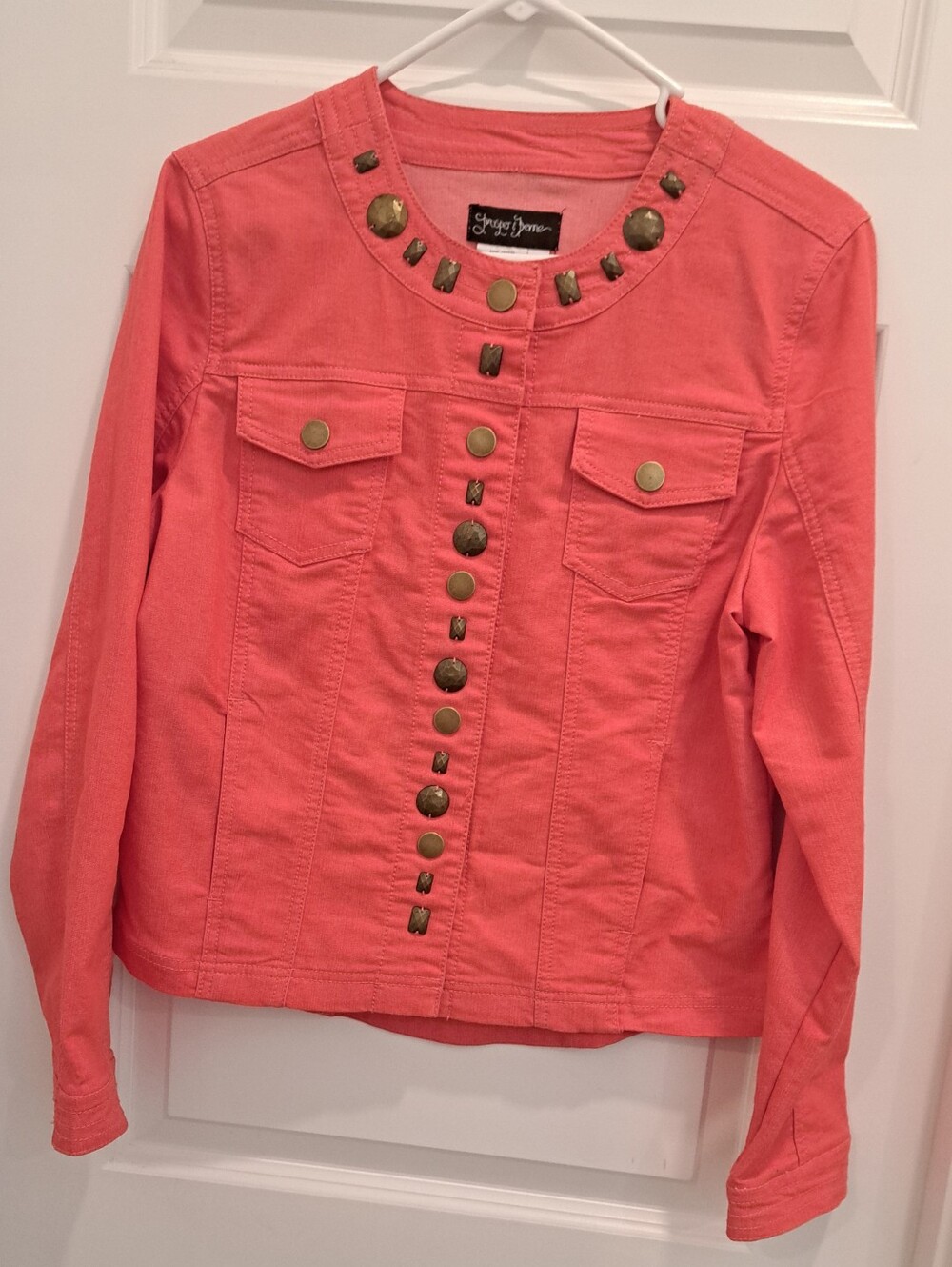 Jessica Simpson Coral  Button-Front Jean Jacket